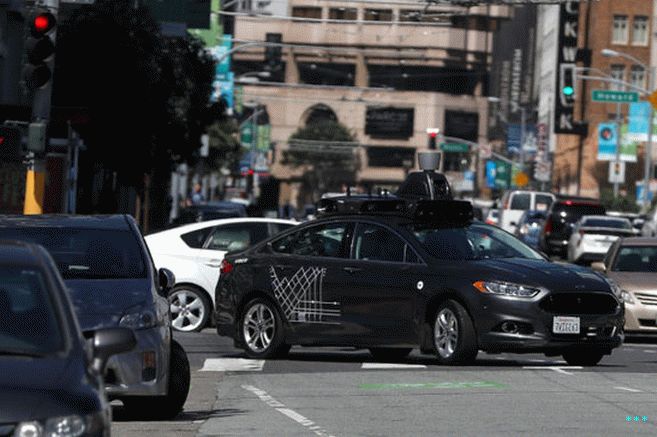 An Uber self-driving car in San Francisco in 2017.