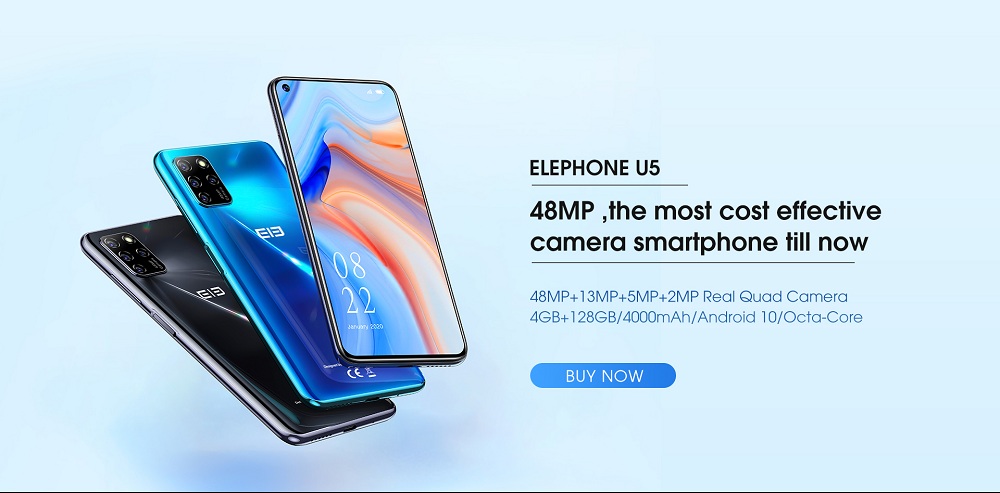 Elephone U5 lanzado con pantalla de 6.4 pulgadas, cámara trasera cuádruple de 48MP y SoC Helio P60 por $ 159.99