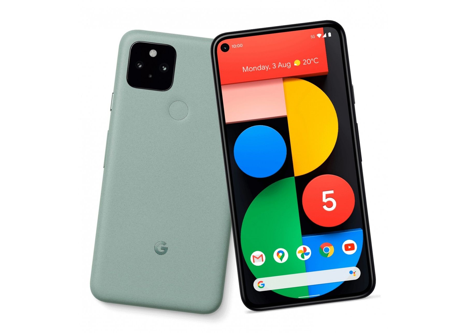 Google Pixel 5 Renderizado en verde menta 