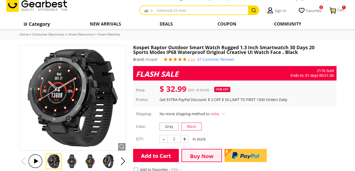 Reloj inteligente Kospet con oferta Compre 1 y obtenga 1 gratis en el Smartwatch Carnival de Gearbest