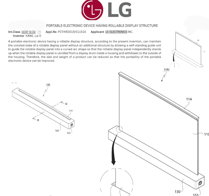 LG Patente de diseño de portátil enrollable 