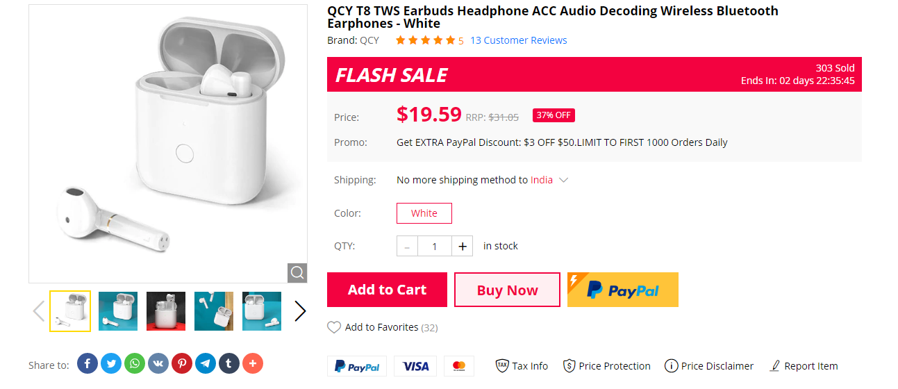 Redmi Airdots 2, QCY T8 y Lenovo Auriculares TWS con descuento en Gearbest