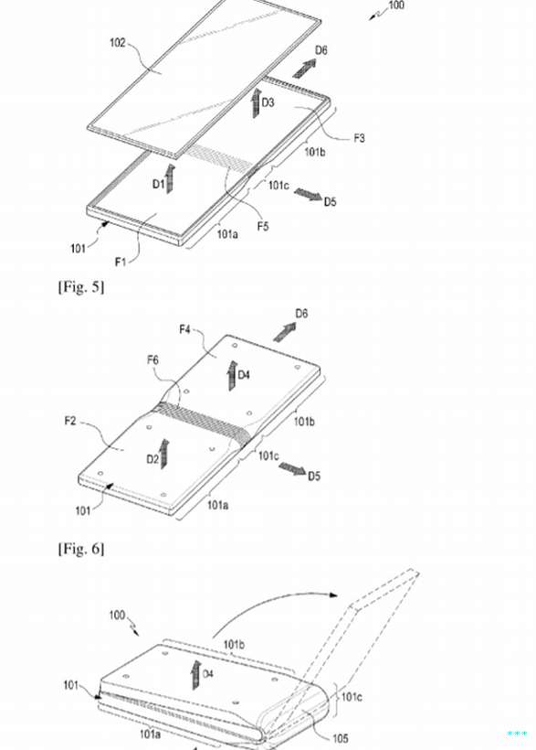 Patente de dispositivo plegable de Samsung