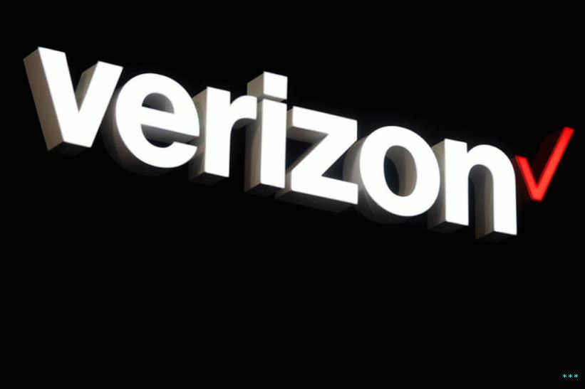 Un logotipo de Verizon sobre un fondo negro
