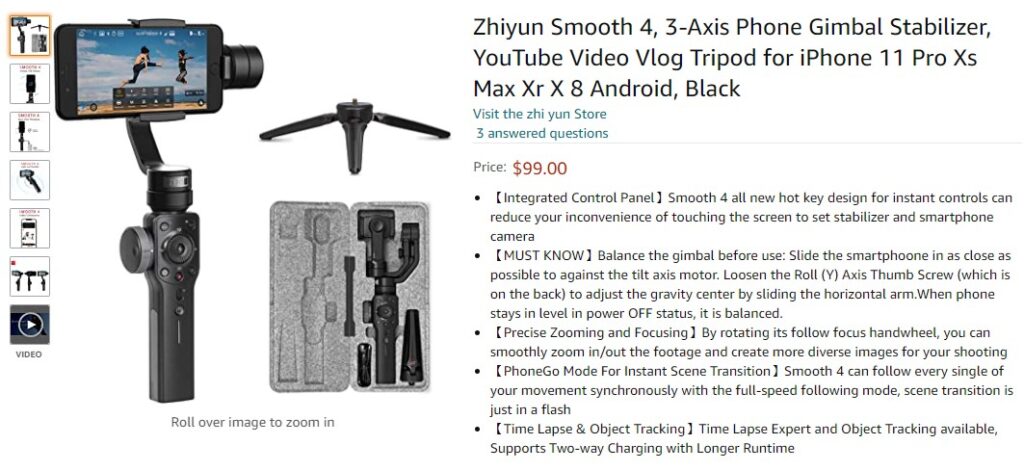 Zhiyun Smooth Q2 Gimbal y Smooth 4 Gimbal a la venta por $ 107 y $ 94, respectivamente